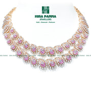Fancy Two Line Tourmaline Stone Open Settings Diamond Neckwear